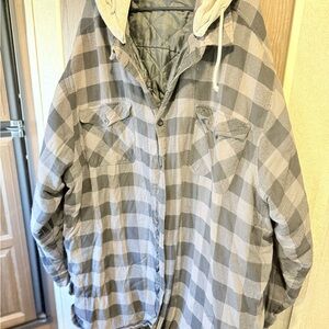 Men's Gray Checkered Hooded Jacket